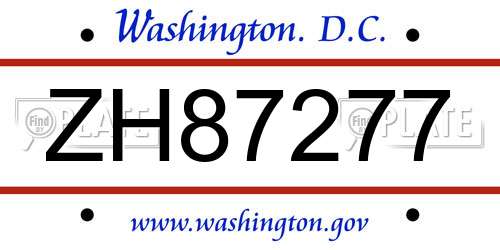 ZH87277 District Of Columbia License Plate