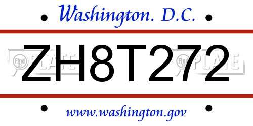 ZH8T272 District Of Columbia License Plate
