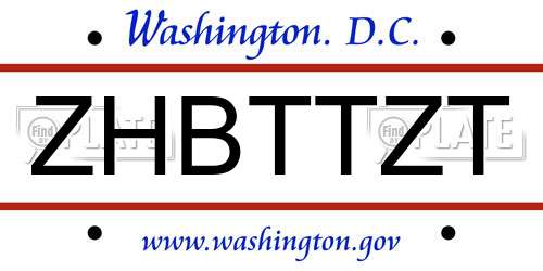 ZHBTTZT District Of Columbia License Plate