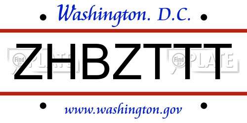 ZHBZTTT District Of Columbia License Plate