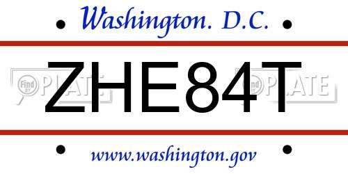 ZHE84T District Of Columbia License Plate