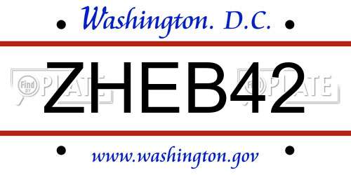 ZHEB42 District Of Columbia License Plate
