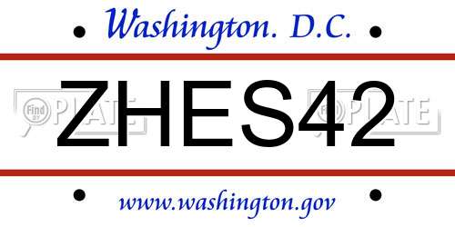 ZHES42 District Of Columbia License Plate