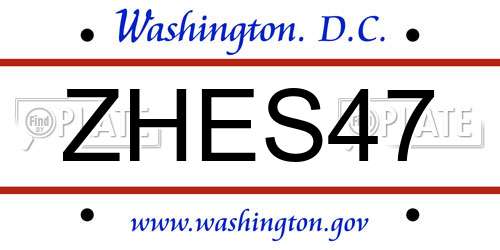 ZHES47 District Of Columbia License Plate