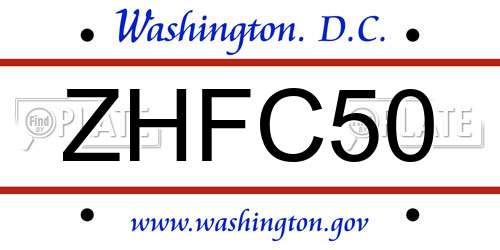 ZHFC50 District Of Columbia License Plate