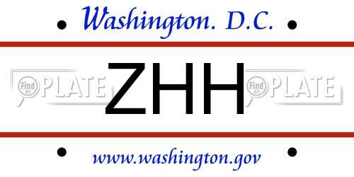ZHH District Of Columbia License Plate