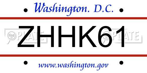 ZHHK61 District Of Columbia License Plate