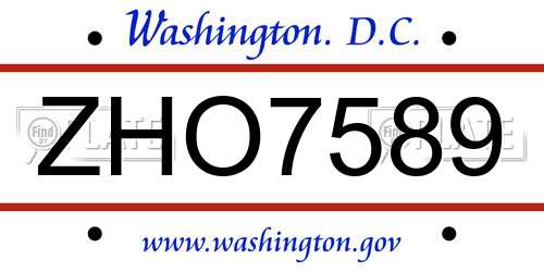 ZHO7589 District Of Columbia License Plate