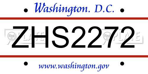 ZHS2272 District Of Columbia License Plate