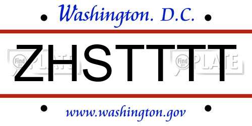 ZHSTTTT District Of Columbia License Plate