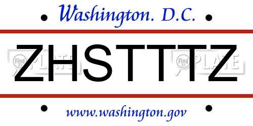 ZHSTTTZ District Of Columbia License Plate