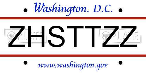 ZHSTTZZ District Of Columbia License Plate