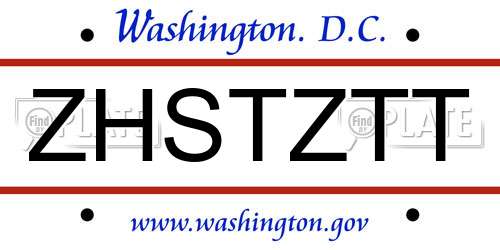 ZHSTZTT District Of Columbia License Plate
