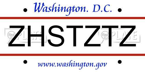 ZHSTZTZ District Of Columbia License Plate
