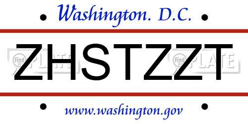 ZHSTZZT District Of Columbia License Plate