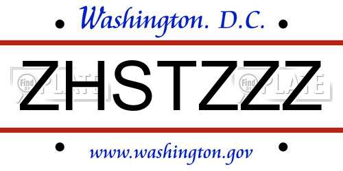 ZHSTZZZ District Of Columbia License Plate