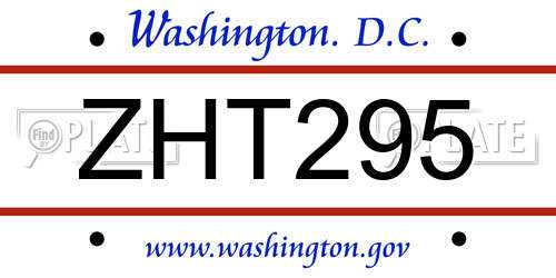 ZHT295 District Of Columbia License Plate