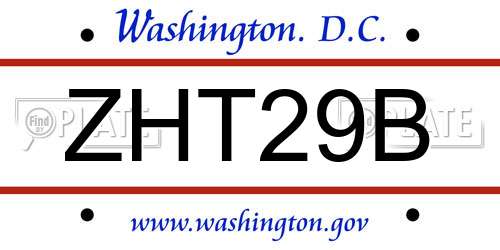 ZHT29B District Of Columbia License Plate