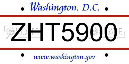 ZHT5900 District Of Columbia License Plate