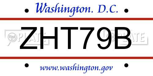 ZHT79B District Of Columbia License Plate