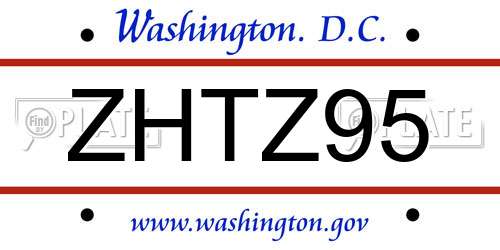 ZHTZ95 District Of Columbia License Plate