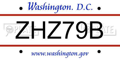 ZHZ79B District Of Columbia License Plate