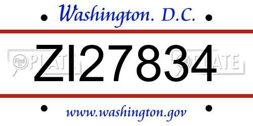 ZI27834 District Of Columbia License Plate