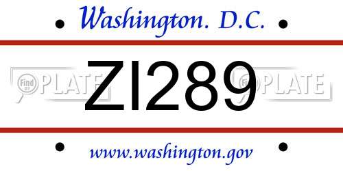 ZI289 District Of Columbia License Plate