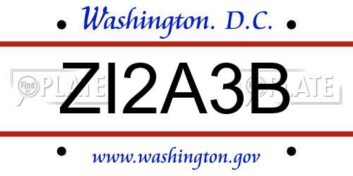 ZI2A3B District Of Columbia License Plate