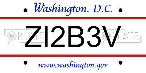 ZI2B3V District Of Columbia License Plate