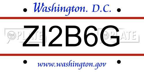 ZI2B6G District Of Columbia License Plate