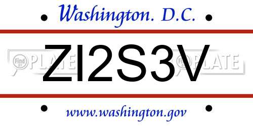 ZI2S3V District Of Columbia License Plate