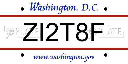 ZI2T8F District Of Columbia License Plate