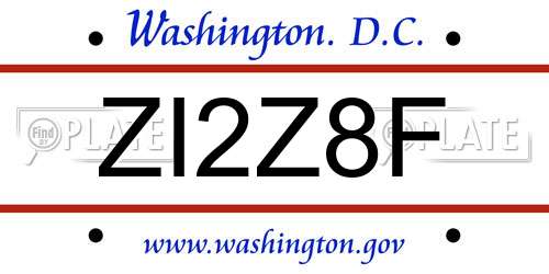 ZI2Z8F District Of Columbia License Plate