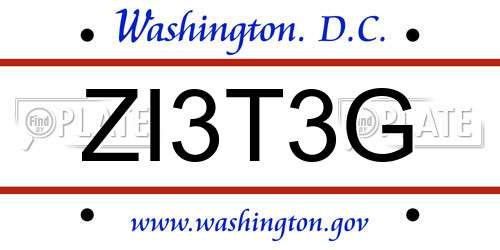 ZI3T3G District Of Columbia License Plate