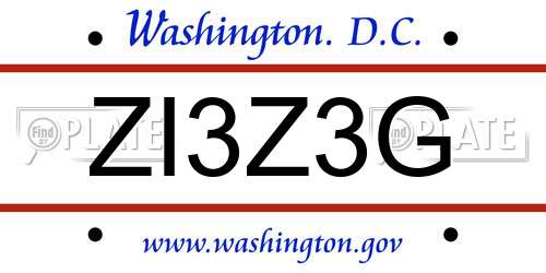 ZI3Z3G District Of Columbia License Plate