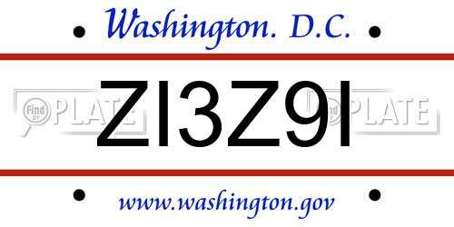 ZI3Z9I District Of Columbia License Plate