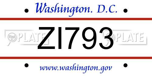 ZI793 District Of Columbia License Plate
