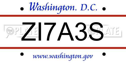 ZI7A3S District Of Columbia License Plate