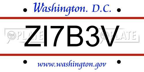 ZI7B3V District Of Columbia License Plate