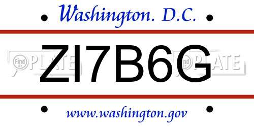 ZI7B6G District Of Columbia License Plate