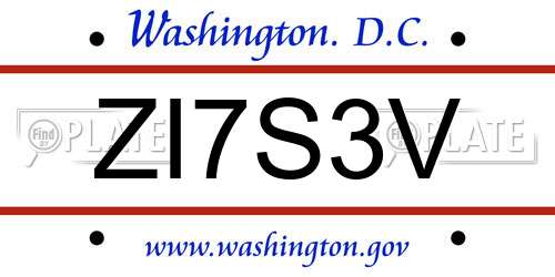 ZI7S3V District Of Columbia License Plate