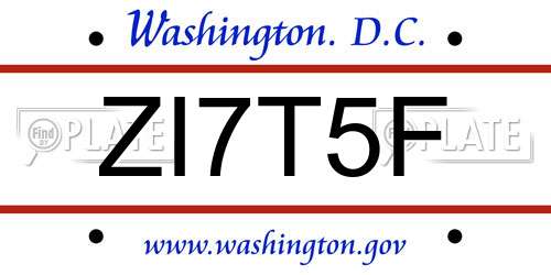 ZI7T5F District Of Columbia License Plate