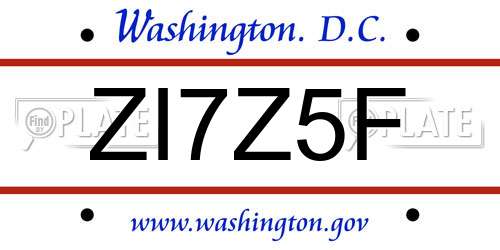 ZI7Z5F District Of Columbia License Plate