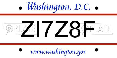 ZI7Z8F District Of Columbia License Plate