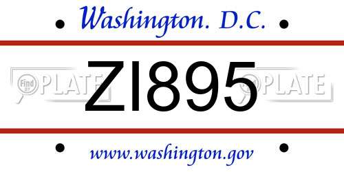 ZI895 District Of Columbia License Plate
