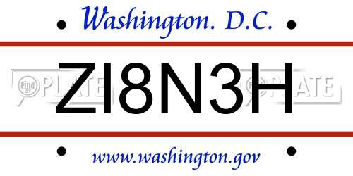 ZI8N3H District Of Columbia License Plate