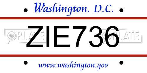 ZIE736 District Of Columbia License Plate