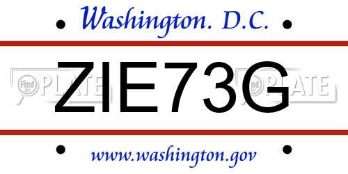 ZIE73G District Of Columbia License Plate