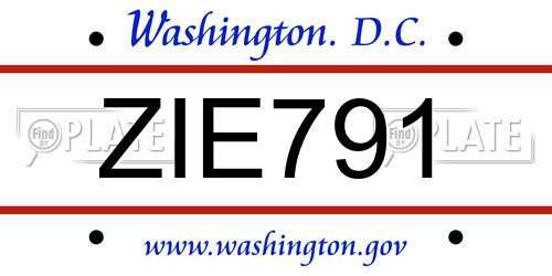 ZIE791 District Of Columbia License Plate